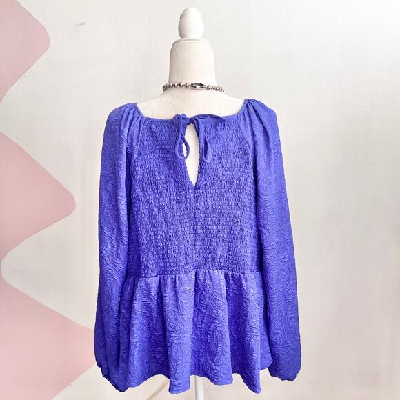 Ava & Viv Blue Babydoll Top Y2K 2000s Peplum Blouse Retro Coquette 2X - Picture 2 of 6